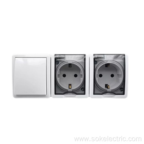 Block Double Schuko Power Outlet With Shutter Switch